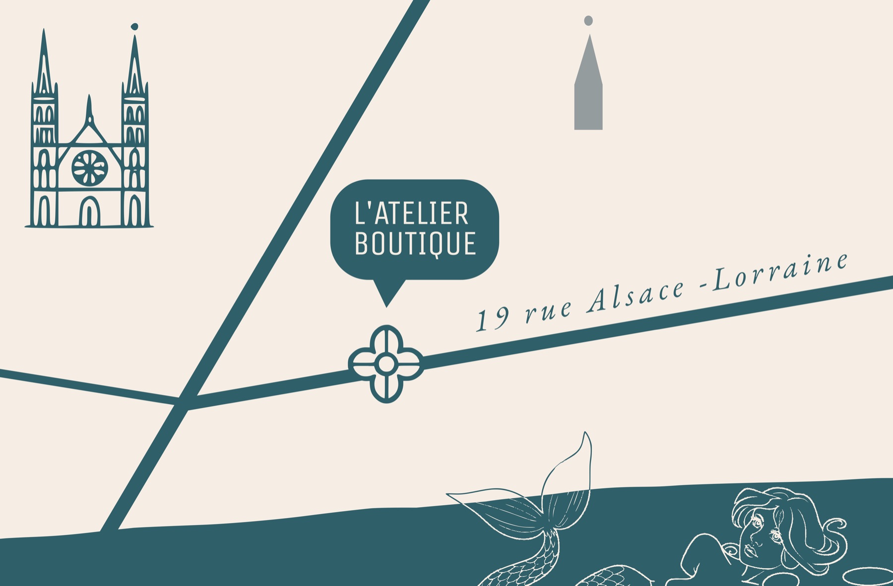 Illustrated map of Rouen showing the studio's location